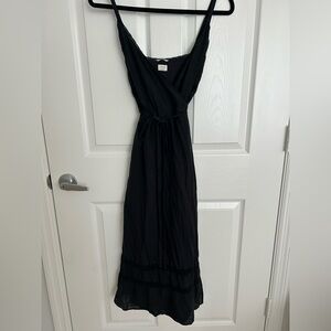 Aritzia Wilfred Léger La Boheme Linen Blend Wrap Dress Black Size Medium